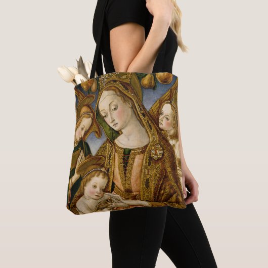 Madonna en kind met twee Angels Tote Bag (Dichtbij)