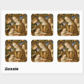Madonna en kind met twee Angels Vierkante Sticker (Vel)