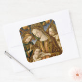 Madonna en kind met twee Angels Vierkante Sticker (Envelop)