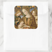 Madonna en kind met twee Angels Vierkante Sticker (Tas)