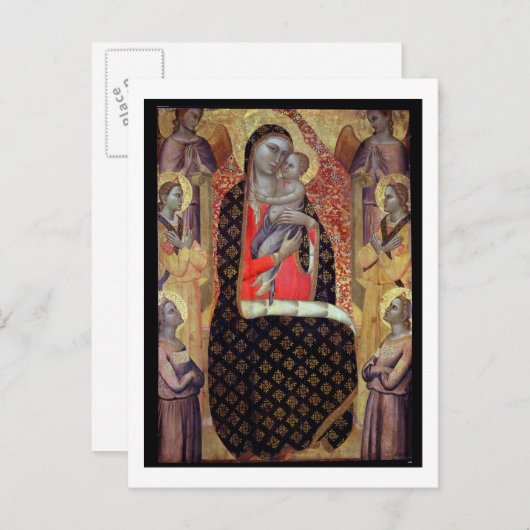 Madonna en kind met zes engelen (panel) briefkaart (Voorkant / Achterkant)