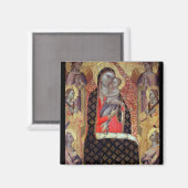 Madonna en kind met zes engelen (panel) magneet (Voorkant / Achterkant)