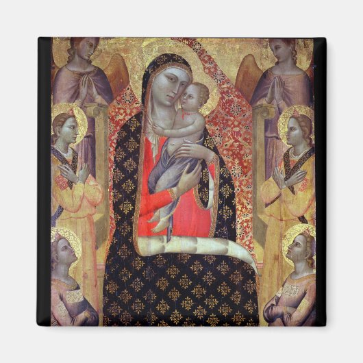 Madonna en kind met zes engelen (panel) magneet (Voorkant)