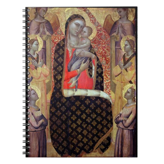 Madonna en kind met zes engelen (panel) notitieboek (Voorkant)