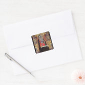 Madonna en kind met zes engelen (panel) vierkante sticker (Envelop)