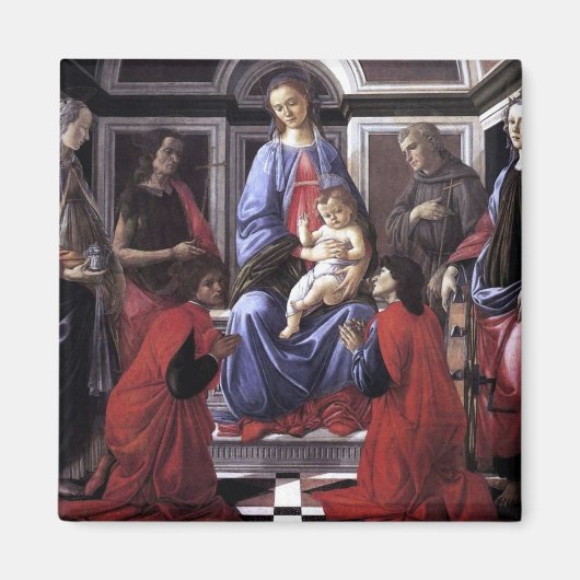 Madonna en kind met zes heiligen - Botticelli - ca Magneet (Voorkant)