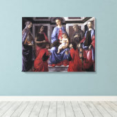 Madonna en kind met zes heiligen - Botticelli Canvas Afdruk (Insitu (Houten vloer))