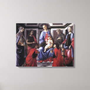 Madonna en kind met zes heiligen - Botticelli Canvas Afdruk