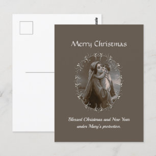  Madonna en kind met zilveren Lijst Briefkaart