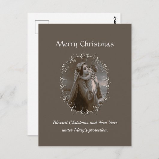 Madonna en kind met zilveren Lijst Briefkaart (Voorkant / Achterkant)