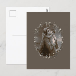 Madonna en kind met zilveren Lijst Briefkaart