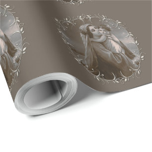 Madonna en kind met zilveren Lijst Cadeaupapier