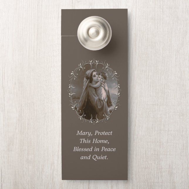  Madonna en kind met zilveren Lijst Deurhanger (Op knop)