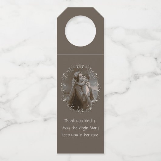 Madonna en kind met zilveren Lijst Flessenhanger (Voorkant)