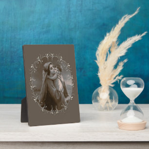  Madonna en kind met zilveren Lijst Fotoplaat