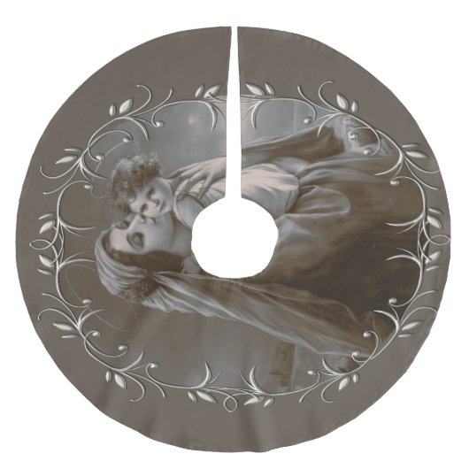  Madonna en kind met zilveren Lijst Kerstboom Rok (Voorkant)