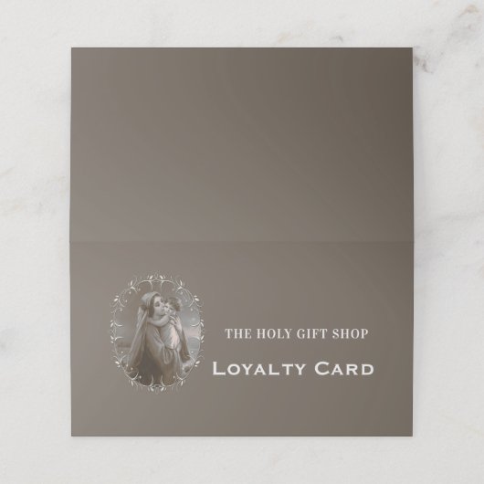 Madonna en kind met zilveren Lijst Klantenkaartje (Buitenkant ongevouwen)
