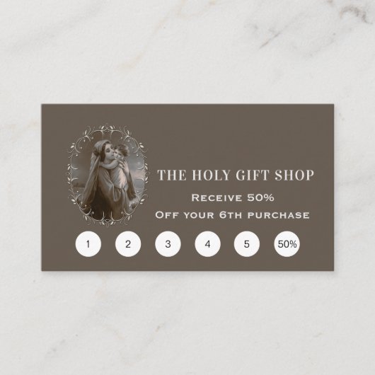 Madonna en kind met zilveren Lijst Klantenkaartje (Voorkant)