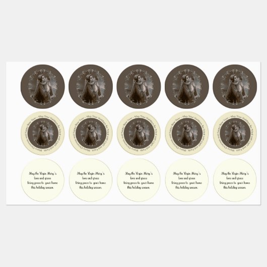  Madonna en kind met zilveren Lijst Labels (Vel)