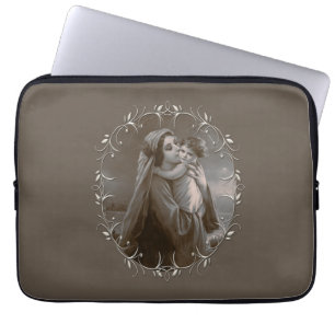Madonna en kind met zilveren Lijst Laptop Sleeve