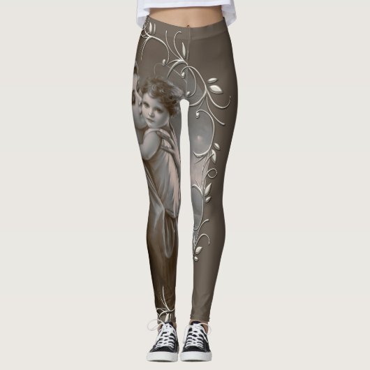  Madonna en kind met zilveren Lijst Leggings (Voorkant)