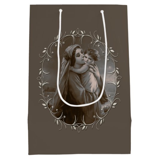  Madonna en kind met zilveren Lijst Medium Cadeauzakje (Achterkant)