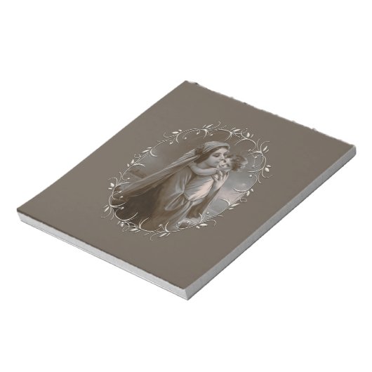  Madonna en kind met zilveren Lijst Notitieblok (Linkerzijde)