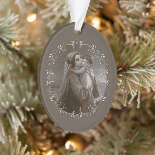 Madonna en kind met zilveren Lijst Ornament