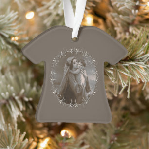 Madonna en kind met zilveren Lijst Ornament