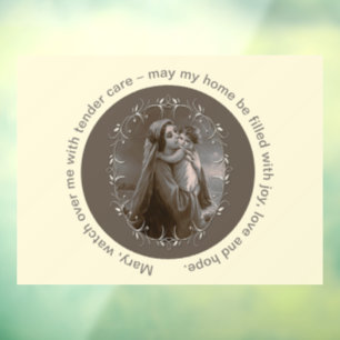 Madonna en kind met zilveren Lijst Raamsticker