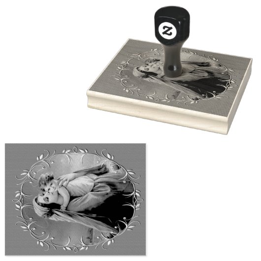  Madonna en kind met zilveren Lijst Rubberstempel (Gestempeld)