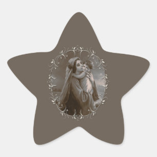  Madonna en kind met zilveren Lijst Ster Sticker