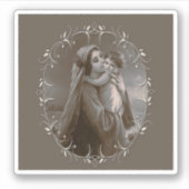 Madonna en kind met zilveren Lijst Sticker (Voorkant)
