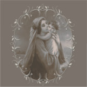  Madonna en kind met zilveren Lijst Sticker (Voorkant)