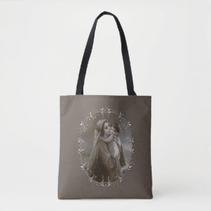 Madonna en kind met zilveren Lijst Tote Bag