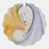 Madonna en Kind Middernachtblauw Aandenken Groet Ornament Kaart (Voorkant)