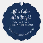 Madonna en Kind Middernachtblauw Aandenken Groet Ornament Kaart (Achterkant)