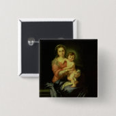 Madonna en kind na 1638 vierkante button 5,1 cm (Voorkant /achterkant)