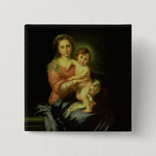 Madonna en kind na 1638 vierkante button 5,1 cm (Voorkant)