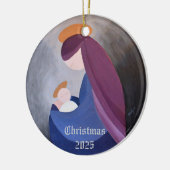Madonna en kind olieverfschilderij Kerstversiering Keramisch Ornament (Links)
