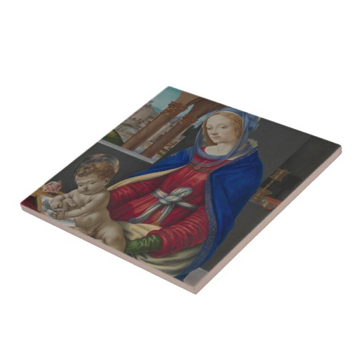 Madonna en kind, ongeveer 1483-4 tegeltje (Zijkant)