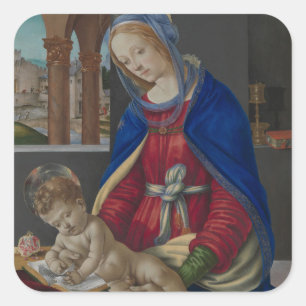 Madonna en kind, ongeveer 1483-4 vierkante sticker