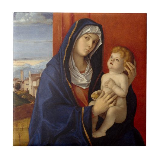 Madonna en kind, ongeveer 1485 tegeltje (Voorkant)