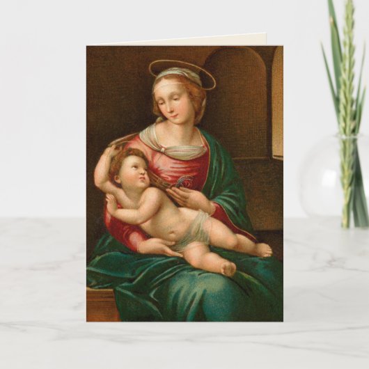 Madonna en Kind Religieuze Kerst Kaart (Voorkant)
