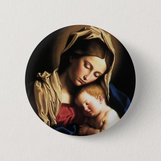 MADONNA EN KIND RONDE BUTTON 5,7 CM (Voorkant)