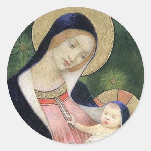 MADONNA EN KIND RONDE STICKER (Voorkant)