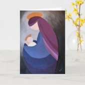 Madonna en kind schilderij gevouwen kerst Kaart (Gele Bloem)