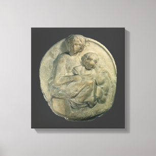 Madonna en Kind, Tondo Pitti door Michelangelo Canvas Afdruk