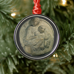 Madonna en Kind, Tondo Pitti door Michelangelo Metalen Ornament