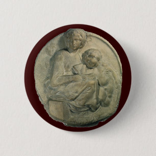 Madonna en kind, Tondo Pitti door Michelangelo Ronde Button 5,7 Cm